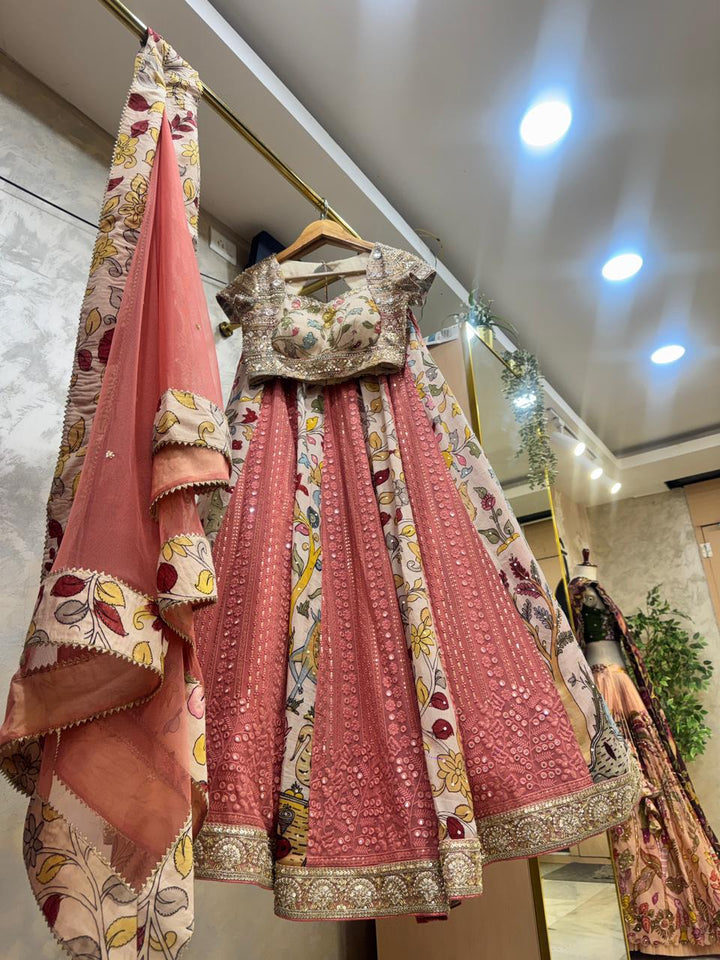 Peach Kalamkari Couple Combo