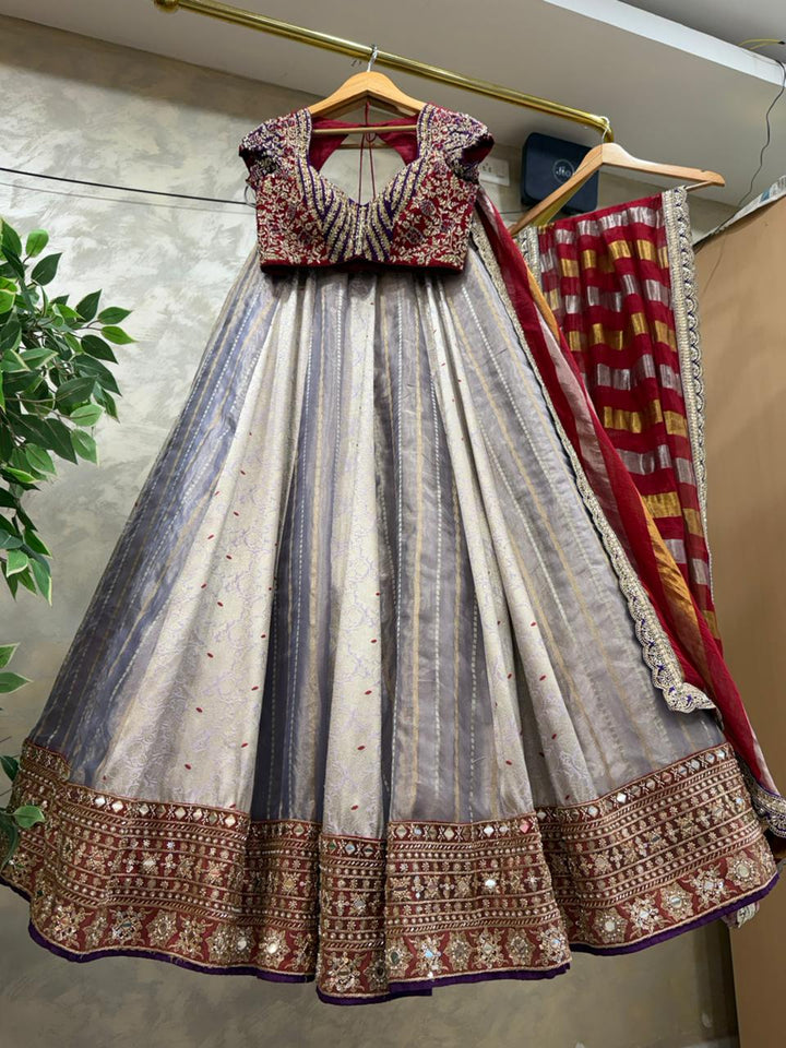 Bridal Lavendar Tissue Lehenga