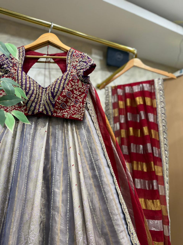 Bridal Lavendar Tissue Lehenga