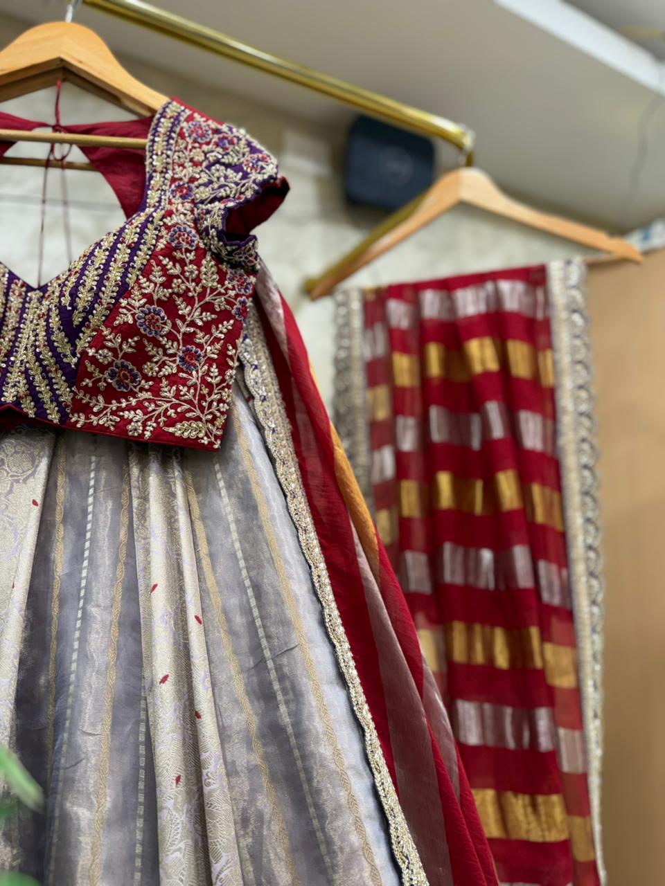 Bridal Lavendar Tissue Lehenga