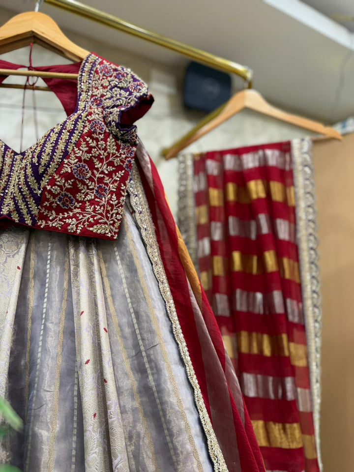 Bridal Lavendar Tissue Lehenga