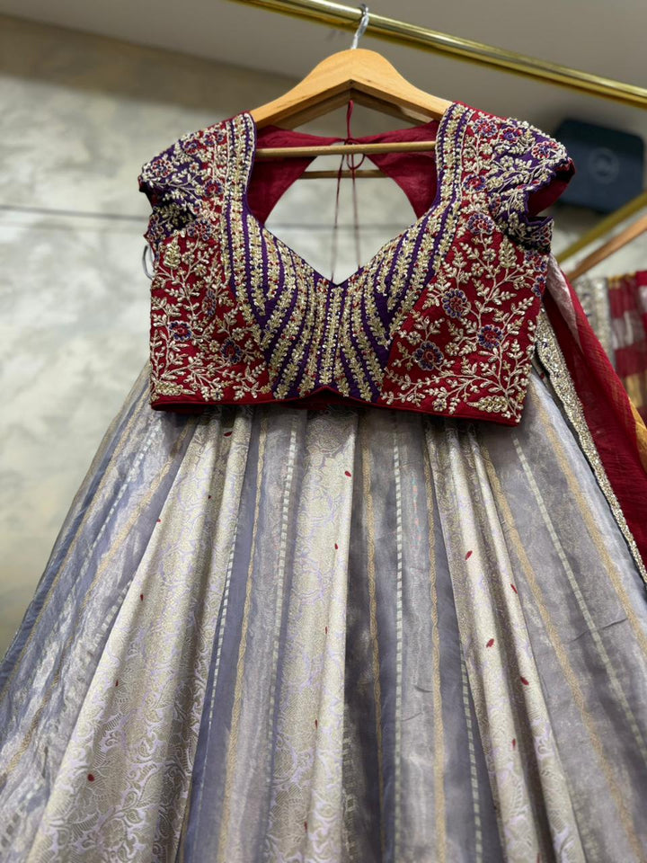 Bridal Lavendar Tissue Lehenga