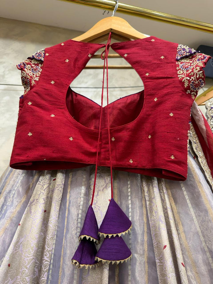 Bridal Lavendar Tissue Lehenga