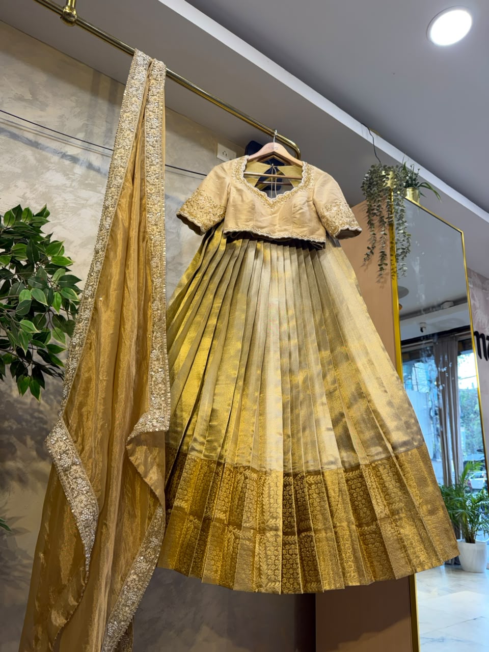 Golden Tissue Lehenga