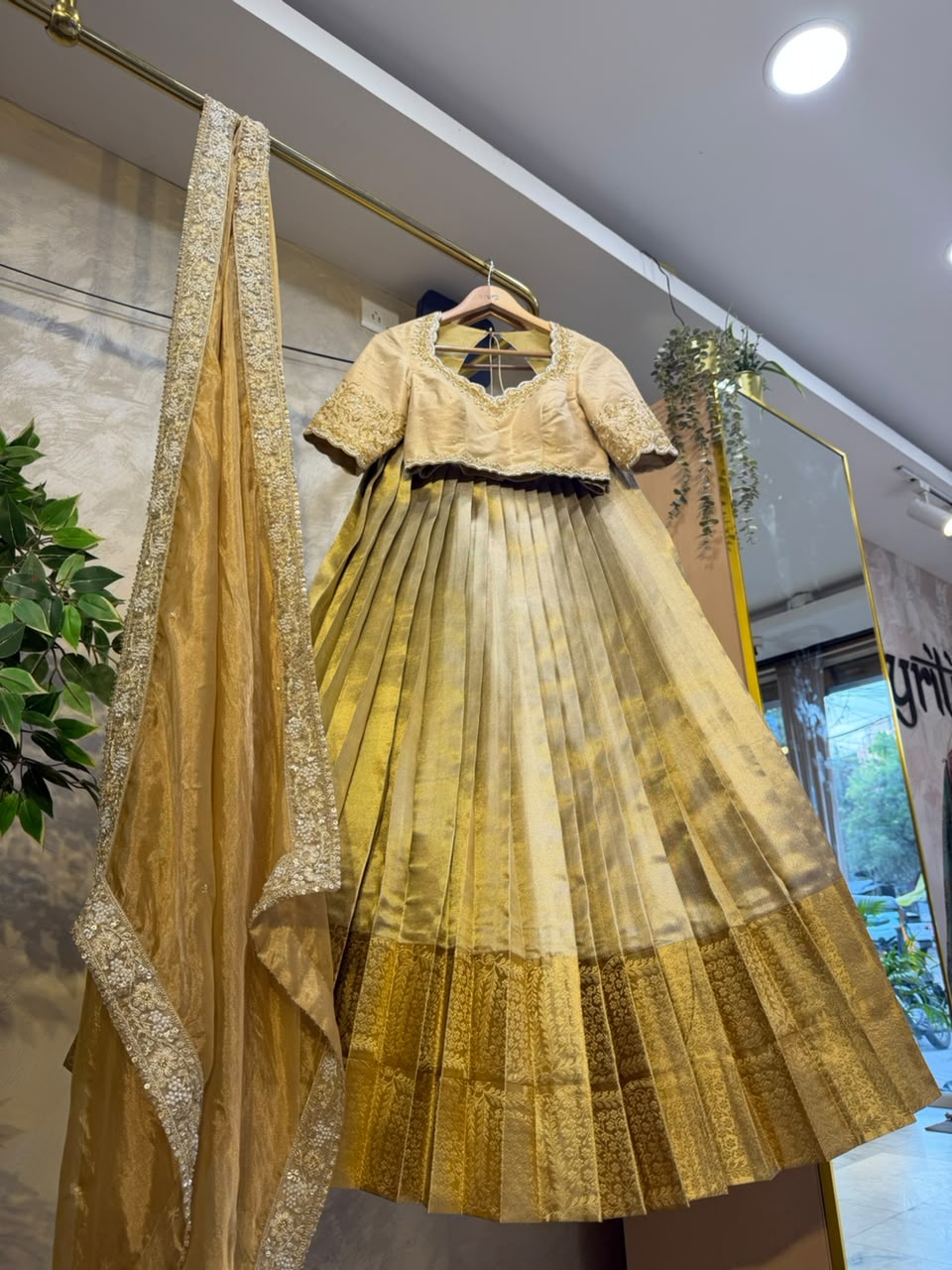 Golden Tissue Lehenga