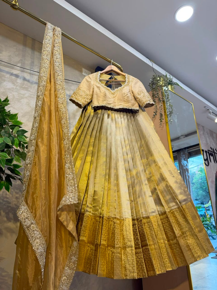 Golden Tissue Lehenga