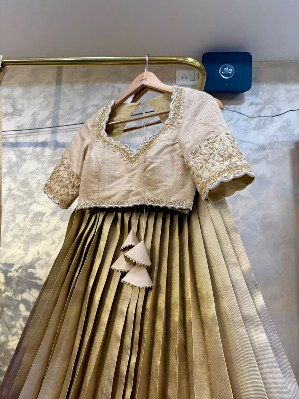 Golden Tissue Lehenga