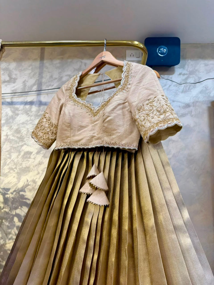 Golden Tissue Lehenga