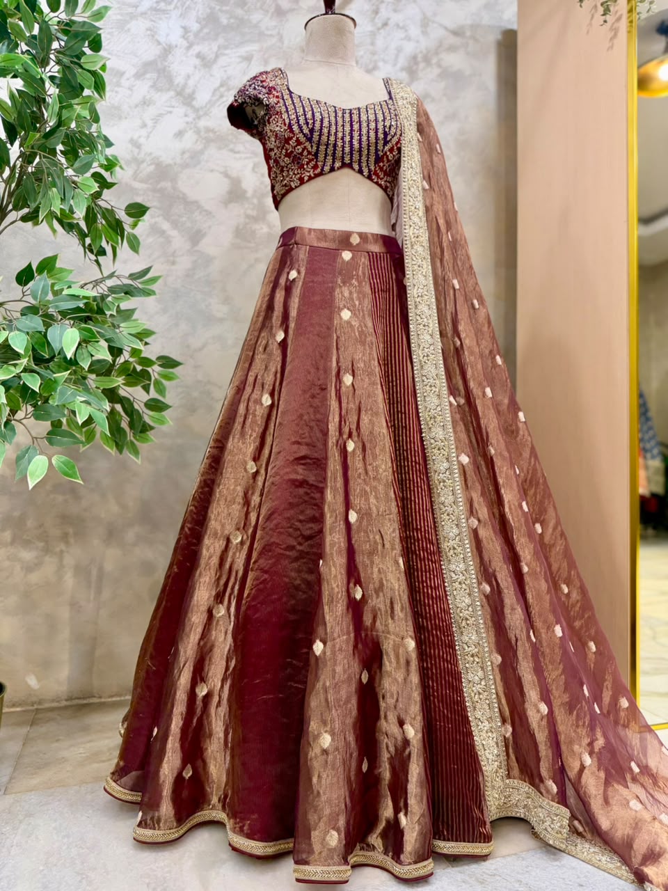 Gilded Crimson Fusion Lehenga