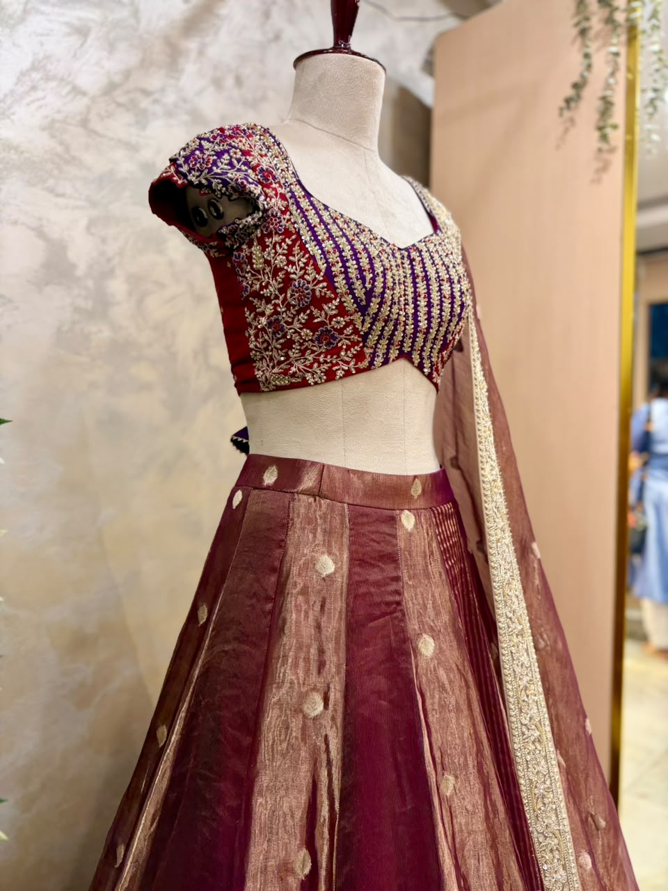 Gilded Crimson Fusion Lehenga
