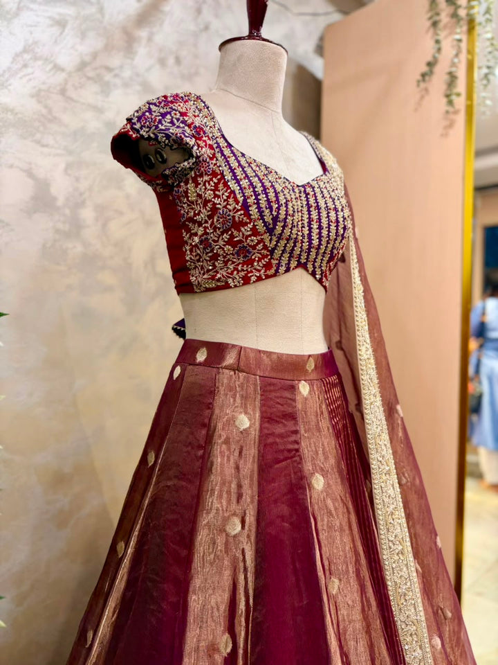 Gilded Crimson Fusion Lehenga