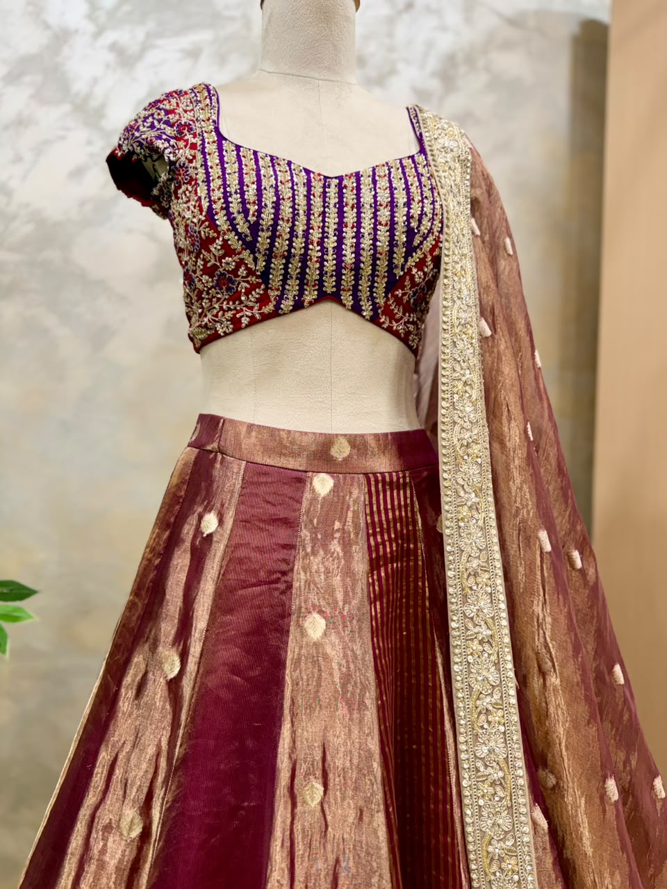 Gilded Crimson Fusion Lehenga