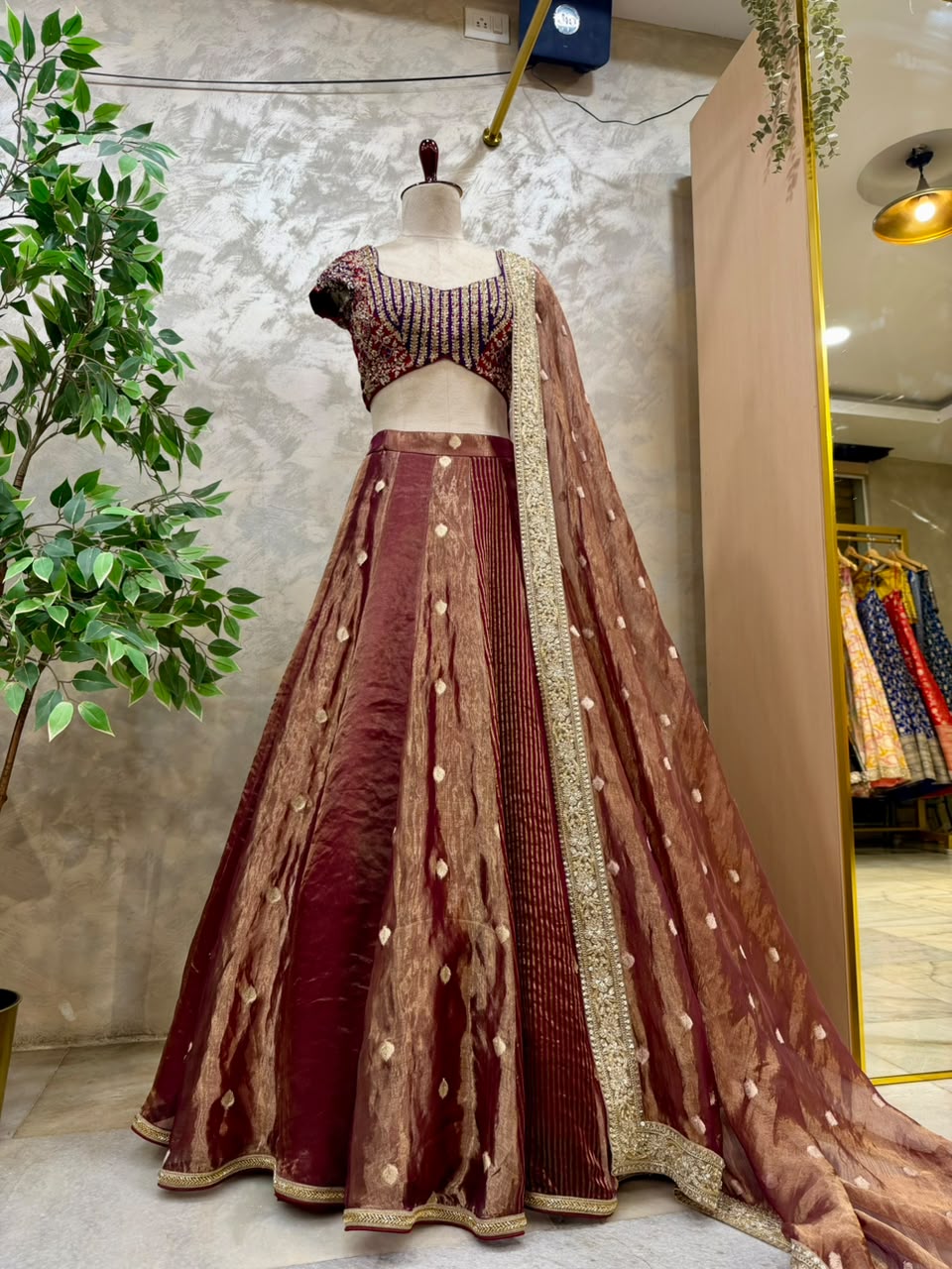 Gilded Crimson Fusion Lehenga
