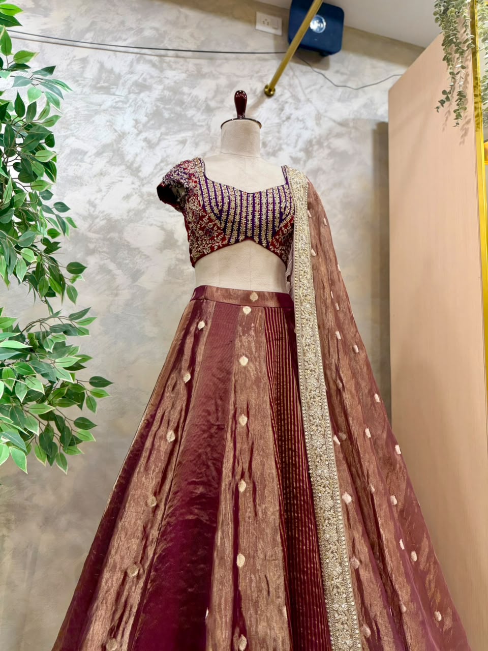 Gilded Crimson Fusion Lehenga