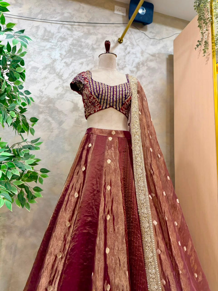Gilded Crimson Fusion Lehenga