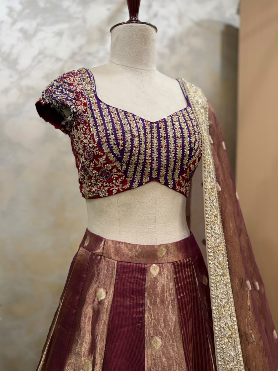Gilded Crimson Fusion Lehenga