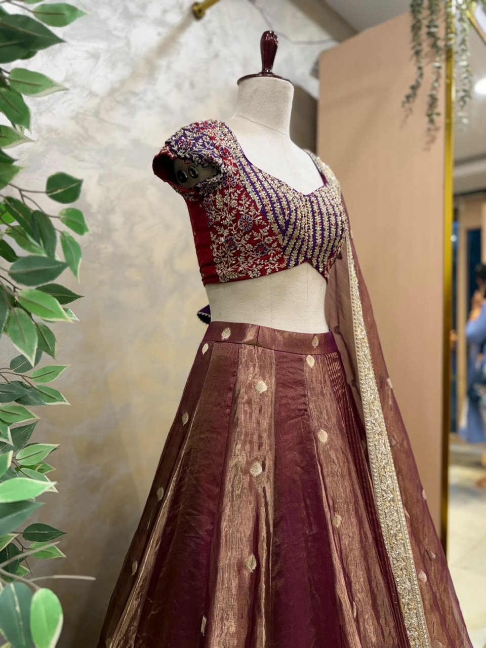 Gilded Crimson Fusion Lehenga