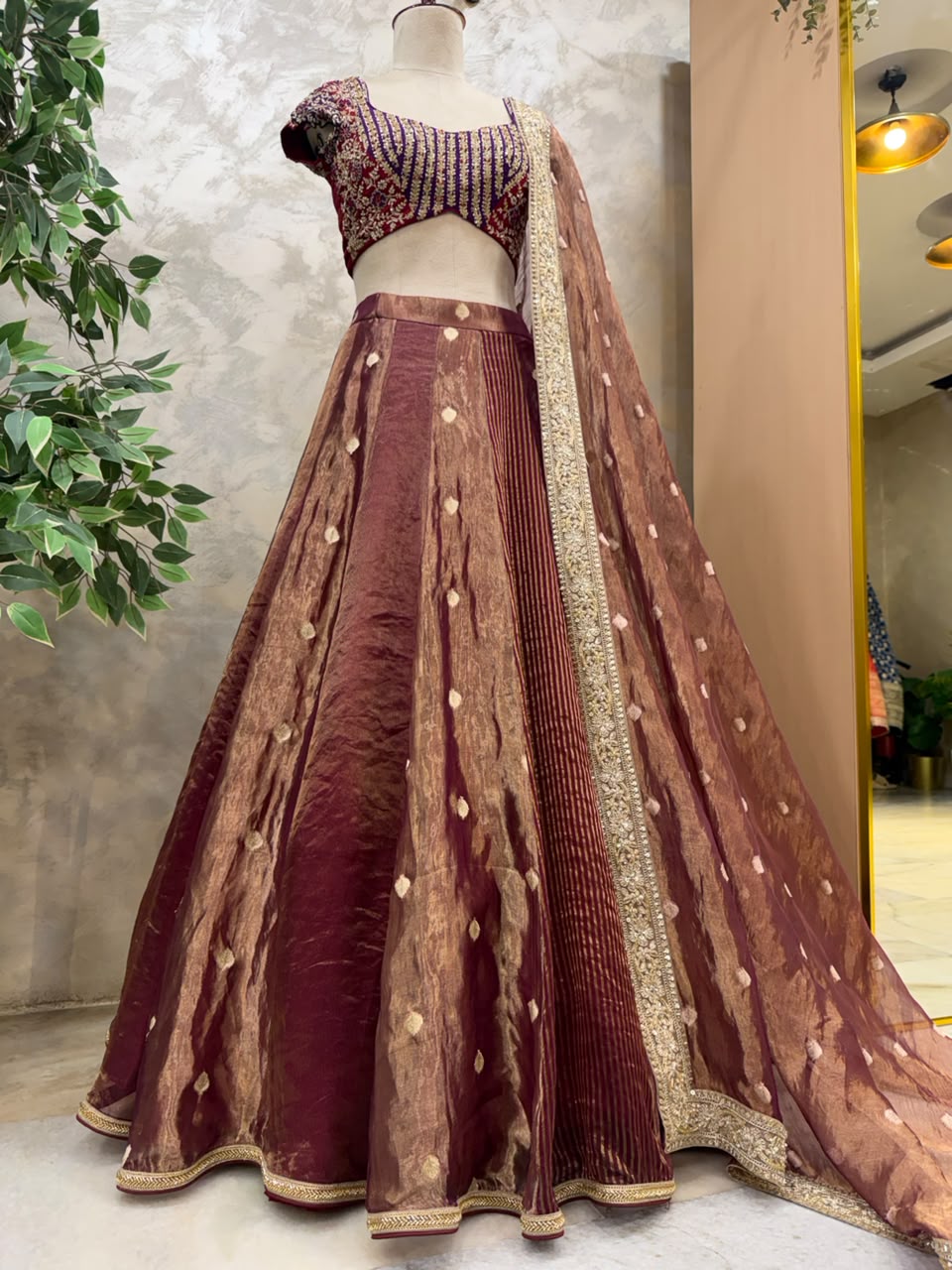 Gilded Crimson Fusion Lehenga