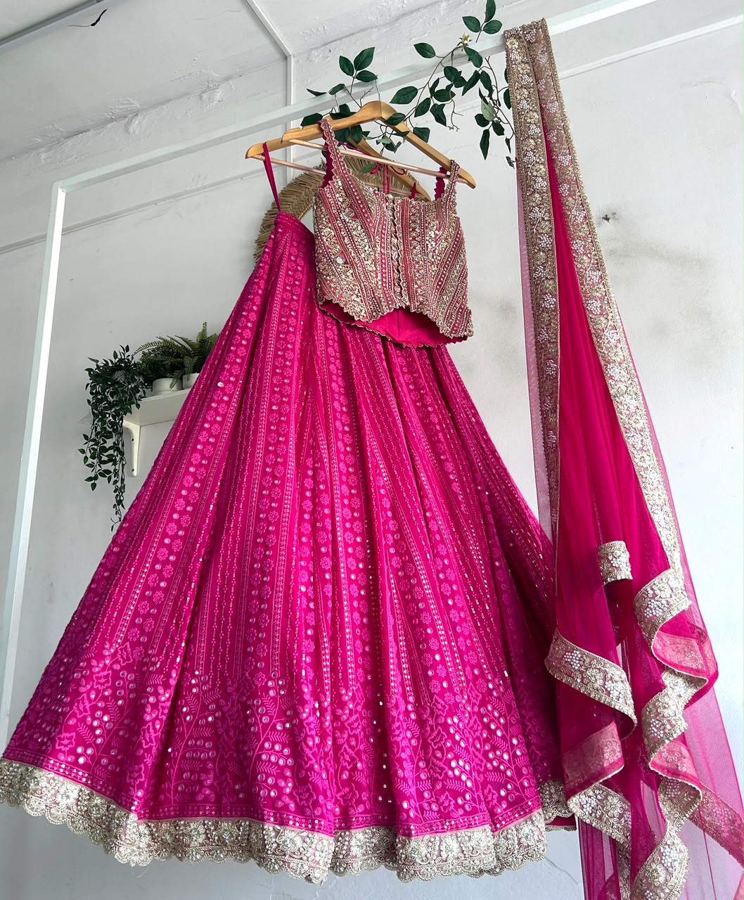 Pink Chikankari Lehenga
