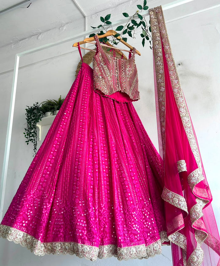 Pink Chikankari Lehenga