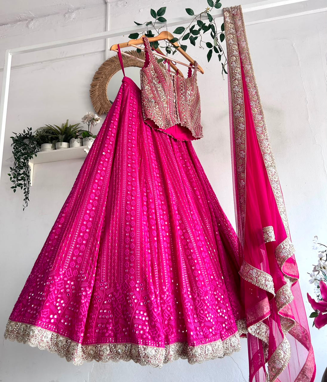 Pink Chikankari Lehenga
