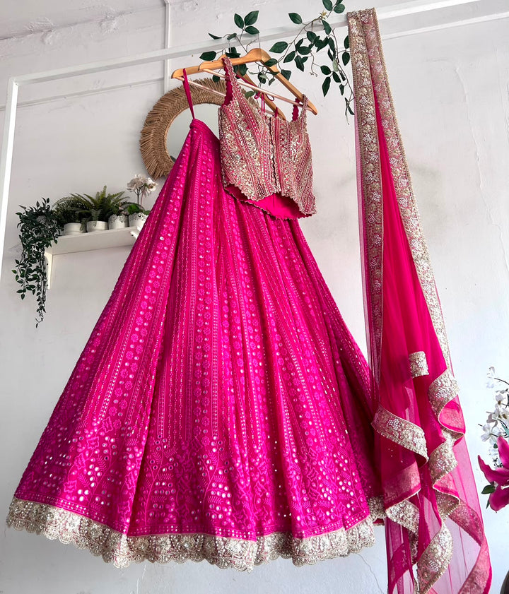 Pink Chikankari Lehenga