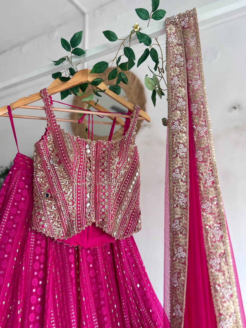 Pink Chikankari Lehenga