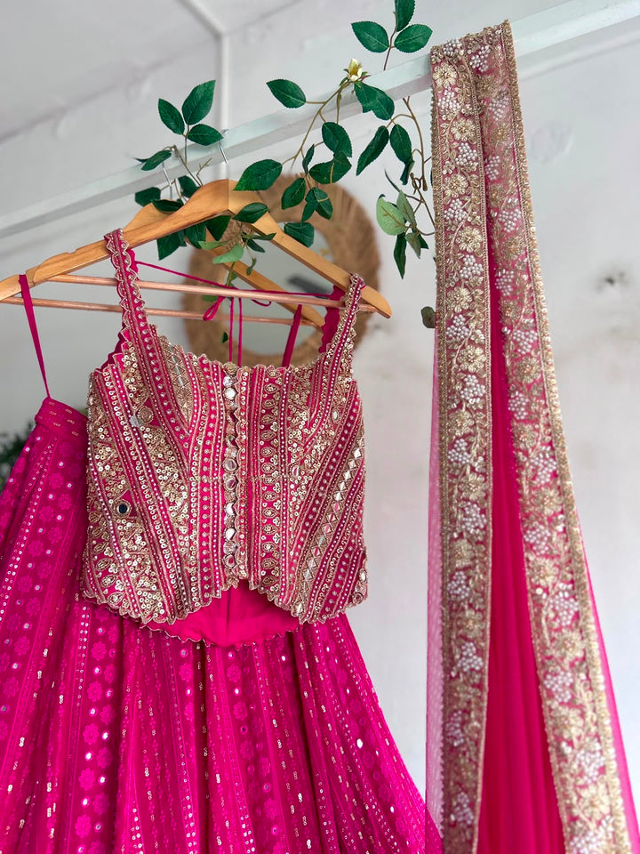 Pink Chikankari Lehenga