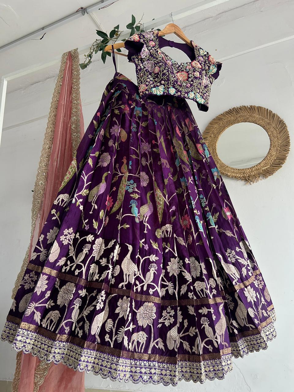 Purple Banaras Silk Lehenga