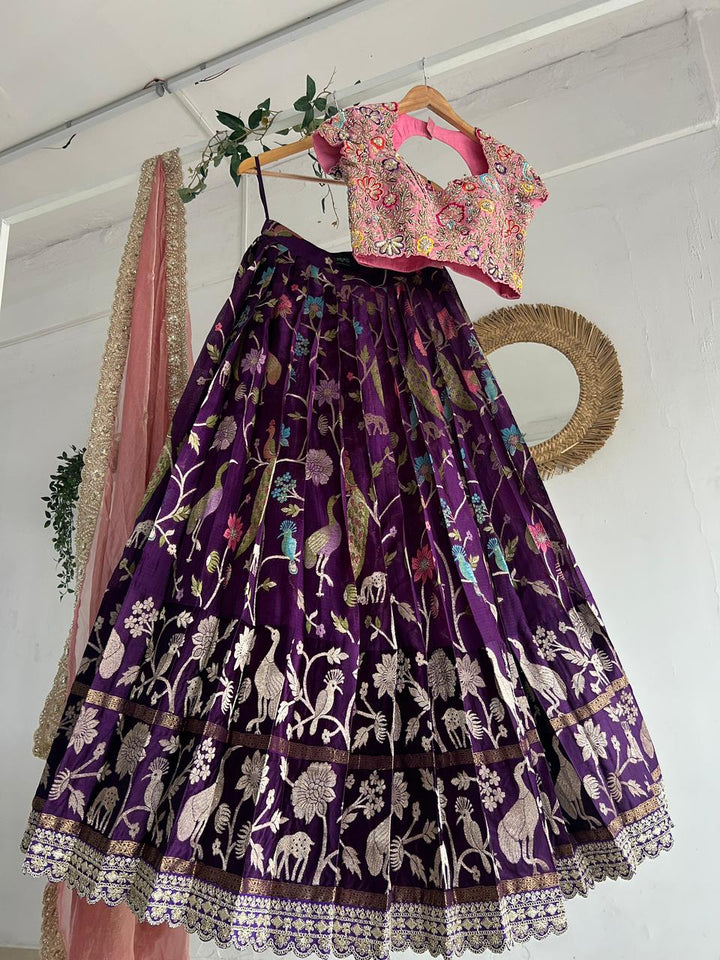 Purple Banaras Silk Lehenga