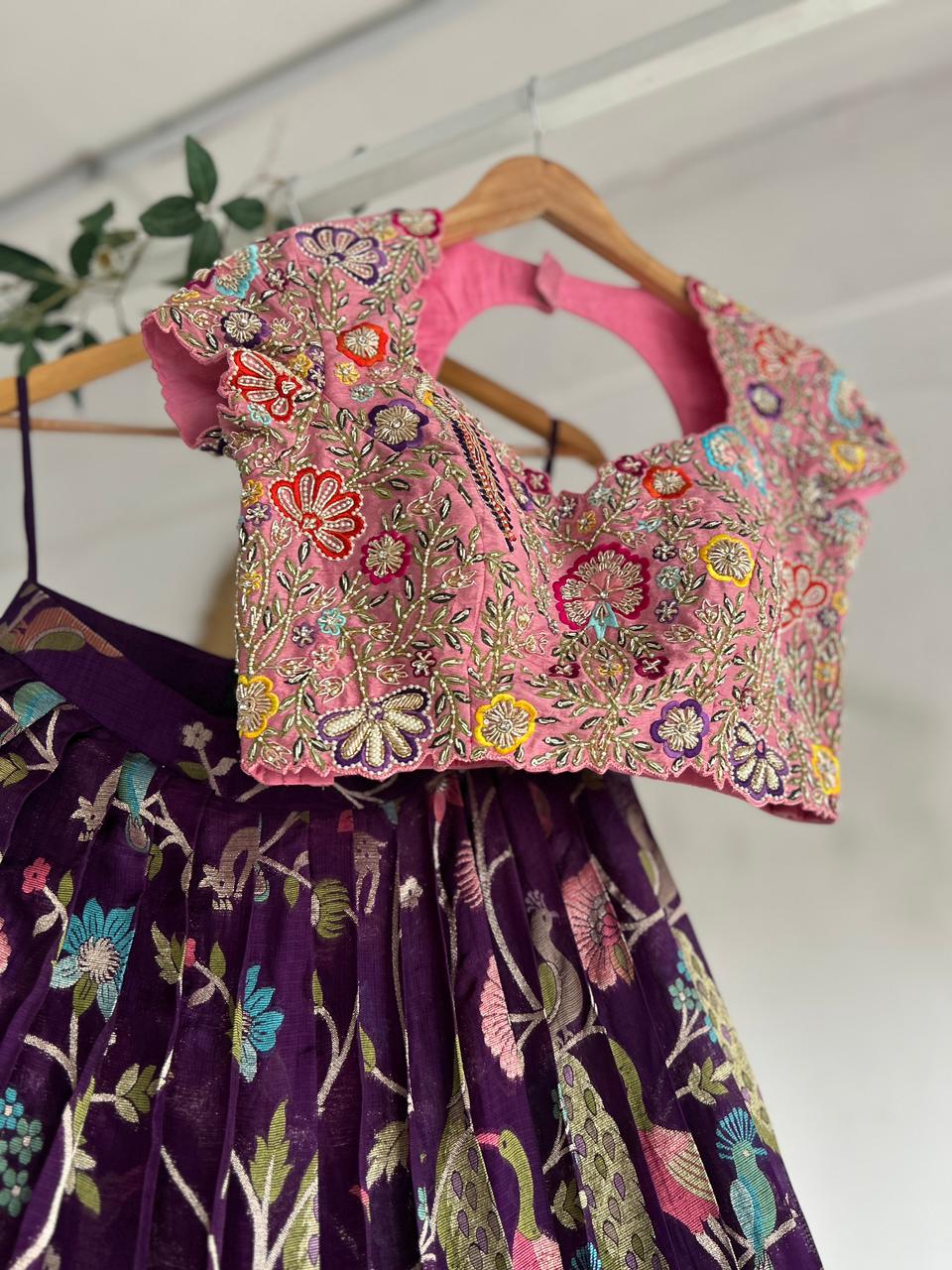 Purple Banaras Silk Lehenga