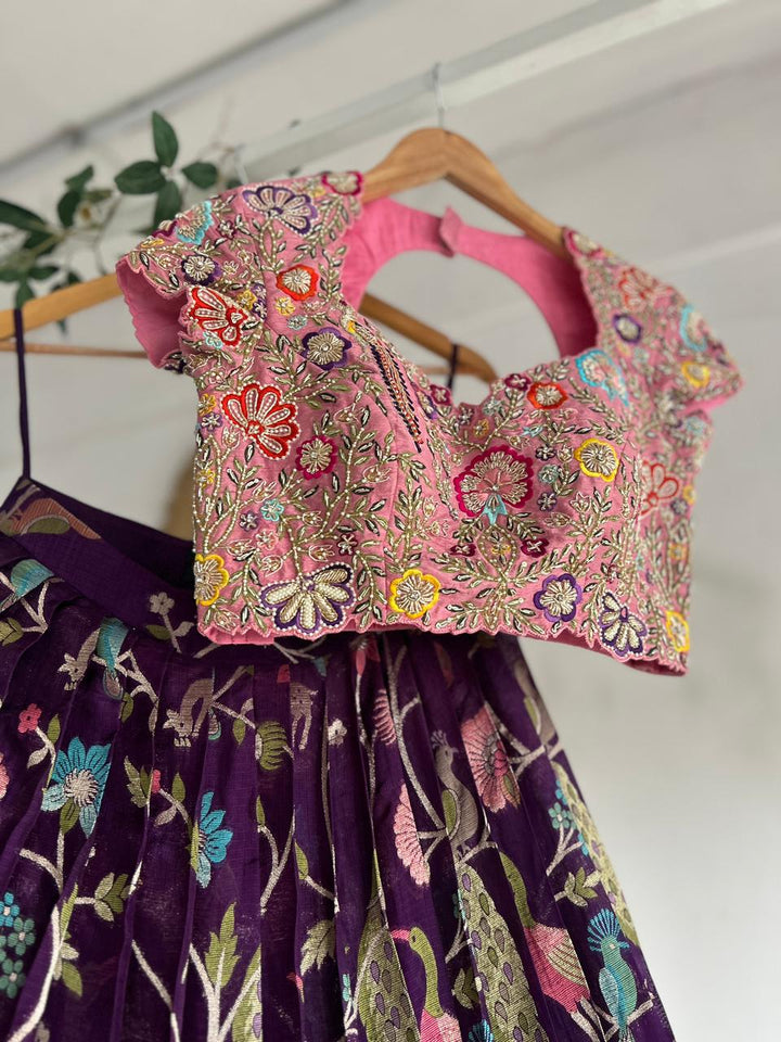 Purple Banaras Silk Lehenga