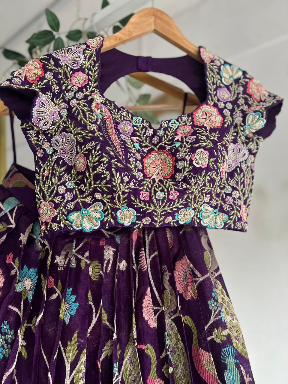 Purple Banaras Silk Lehenga