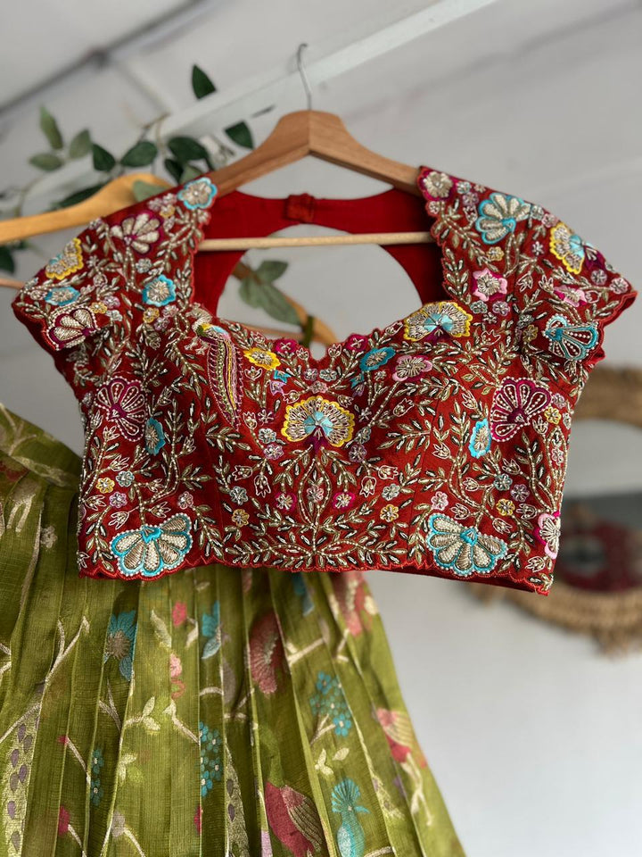 Green Banaras Silk Lehenga
