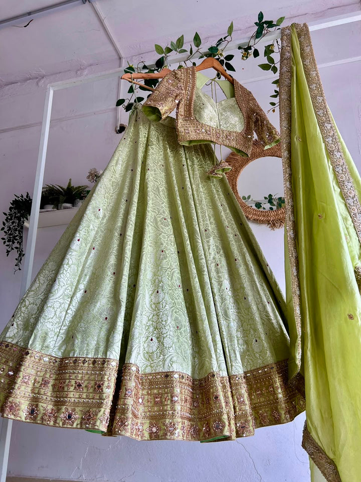 Green Banaras Silk Lehenga