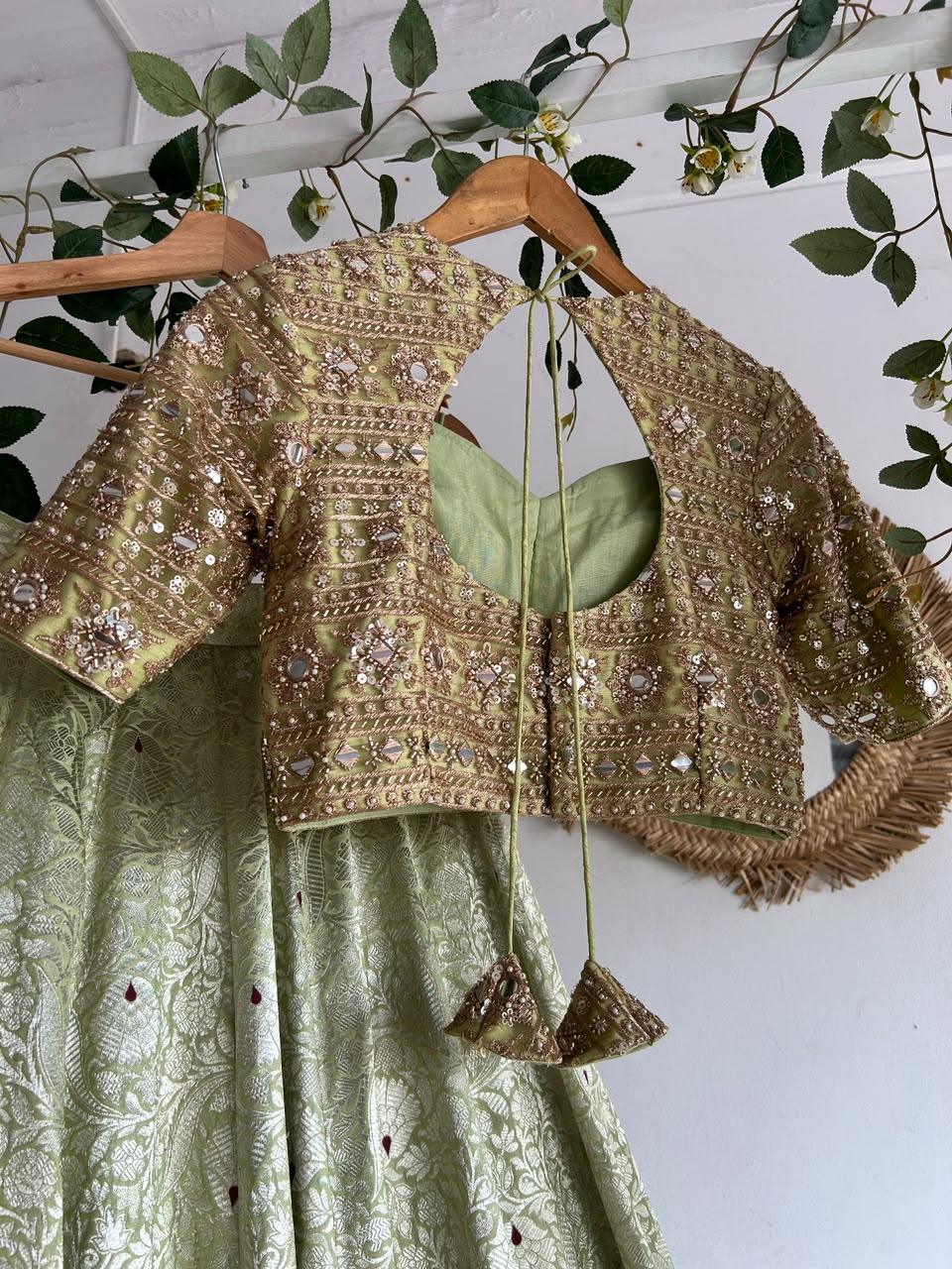 Green Banaras Silk Lehenga