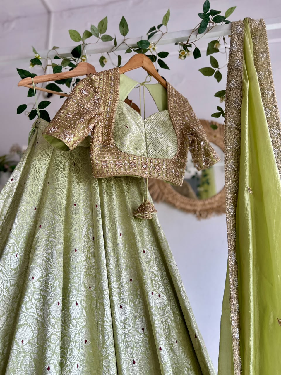 Green Banaras Silk Lehenga
