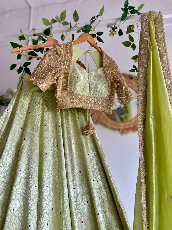 Green Banaras Silk Lehenga
