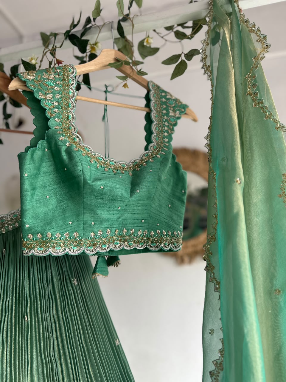Sea Green Tissue Lehenga