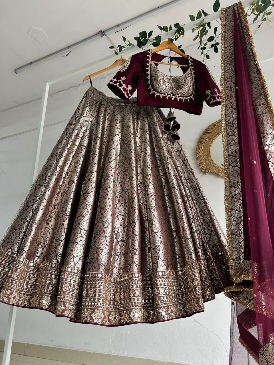Plum Banaras Silk Lehenga