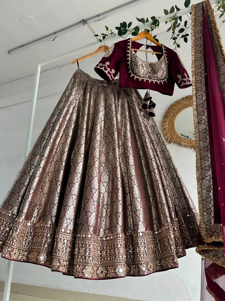 Plum Banaras Silk Lehenga