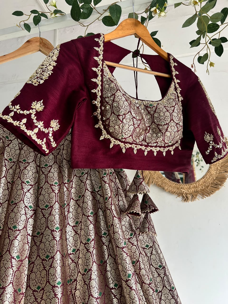 Plum Banaras Silk Lehenga