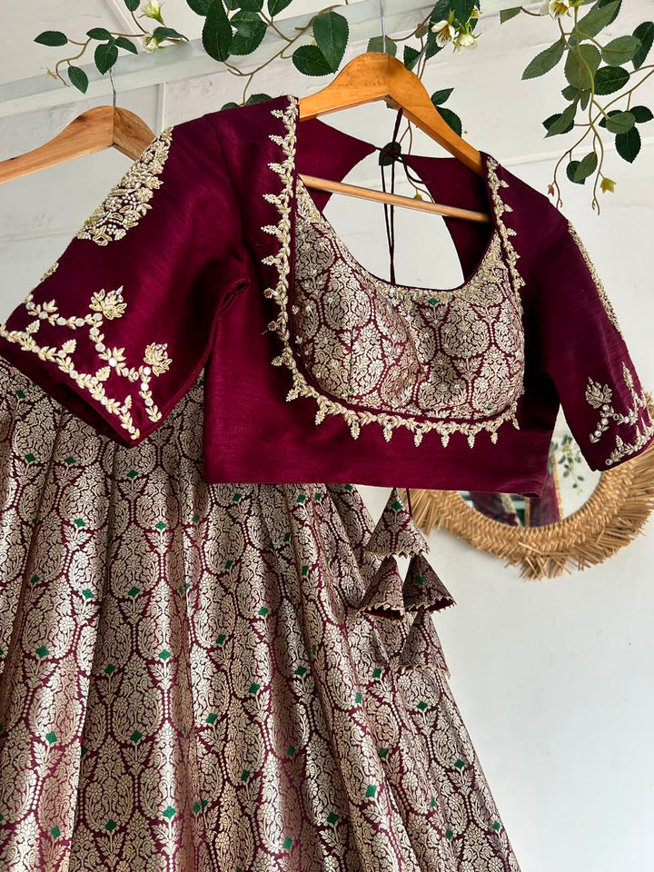 Plum Banaras Silk Lehenga