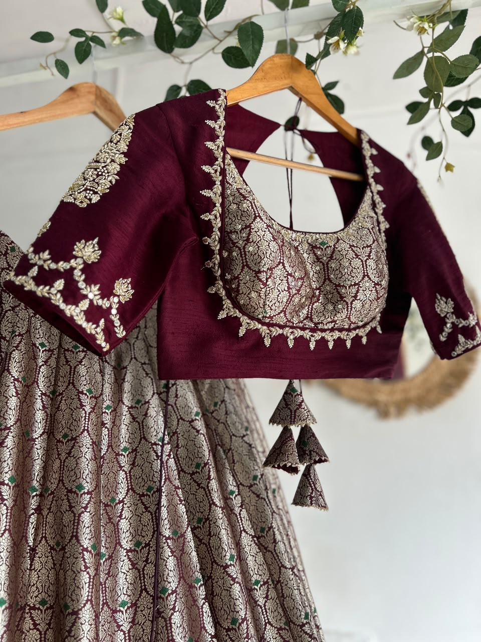 Plum Banaras Silk Lehenga