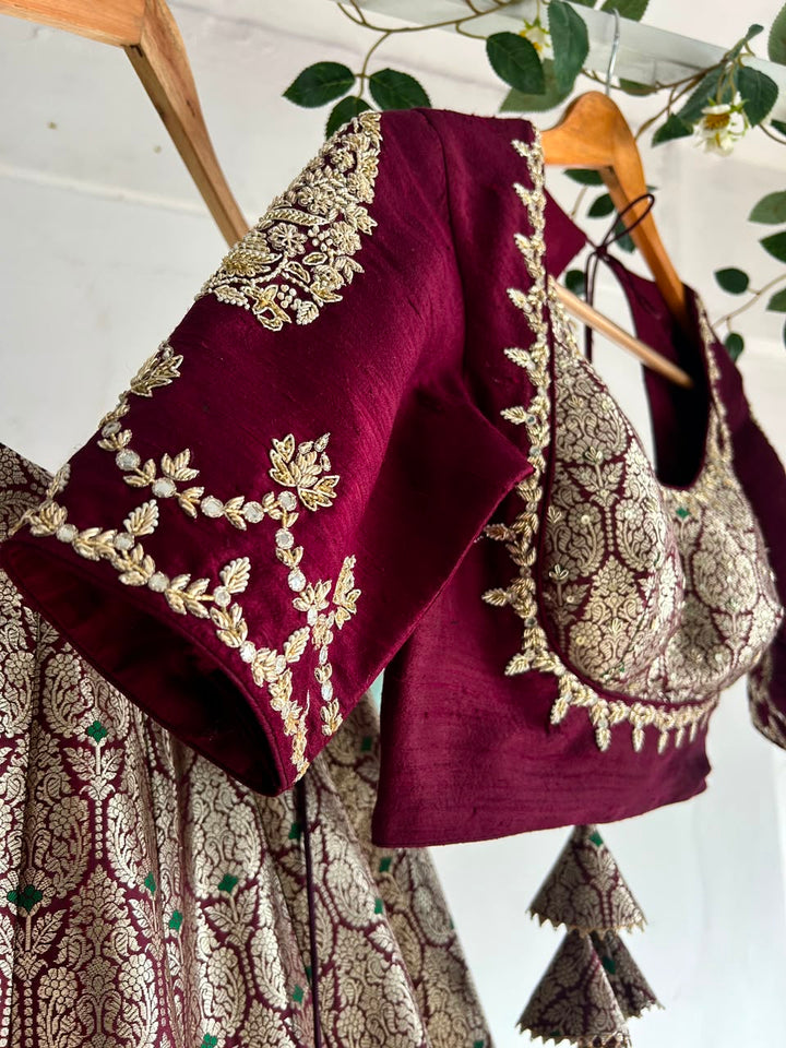 Plum Banaras Silk Lehenga