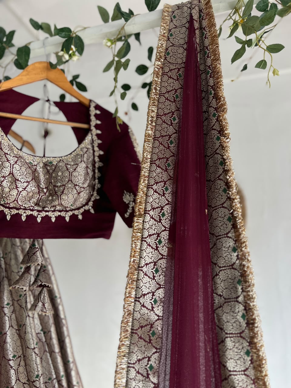 Plum Banaras Silk Lehenga