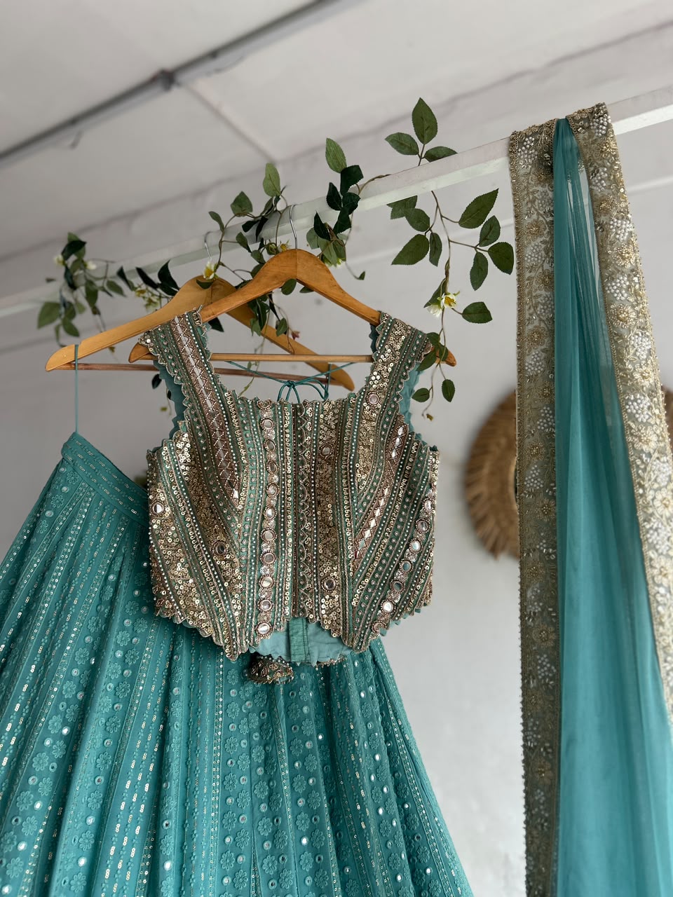 Sky Blue Chikankari Lehenga