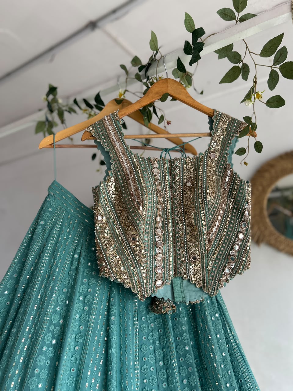 Sky Blue Chikankari Lehenga