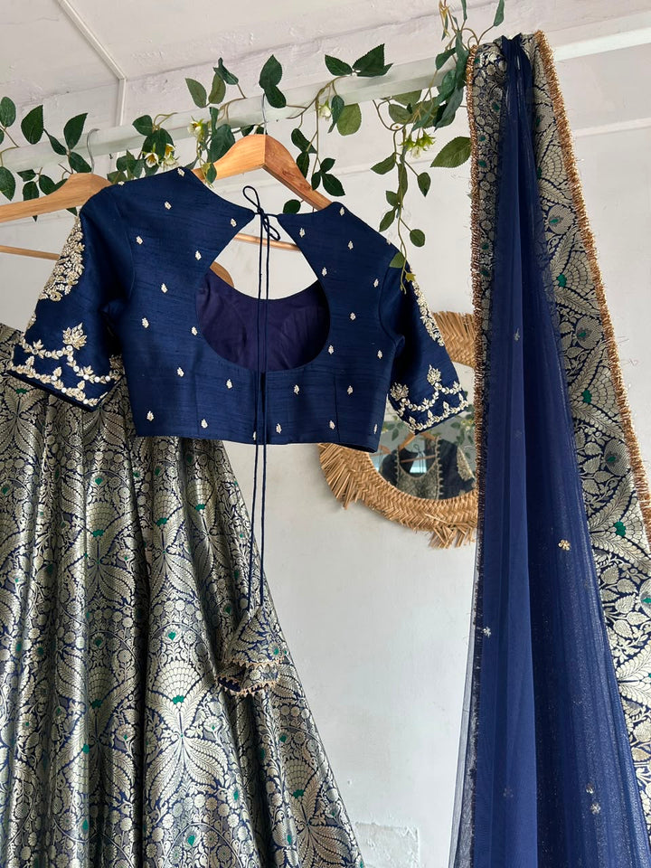 Blue Banaras Silk Lehenga