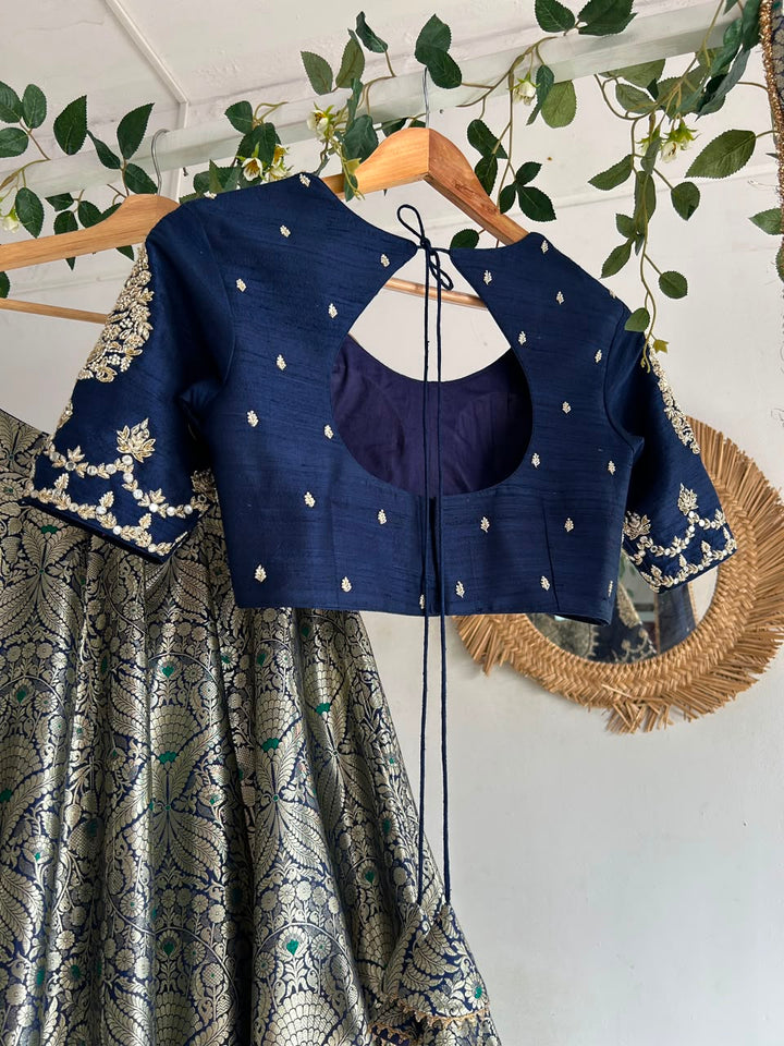 Blue Banaras Silk Lehenga